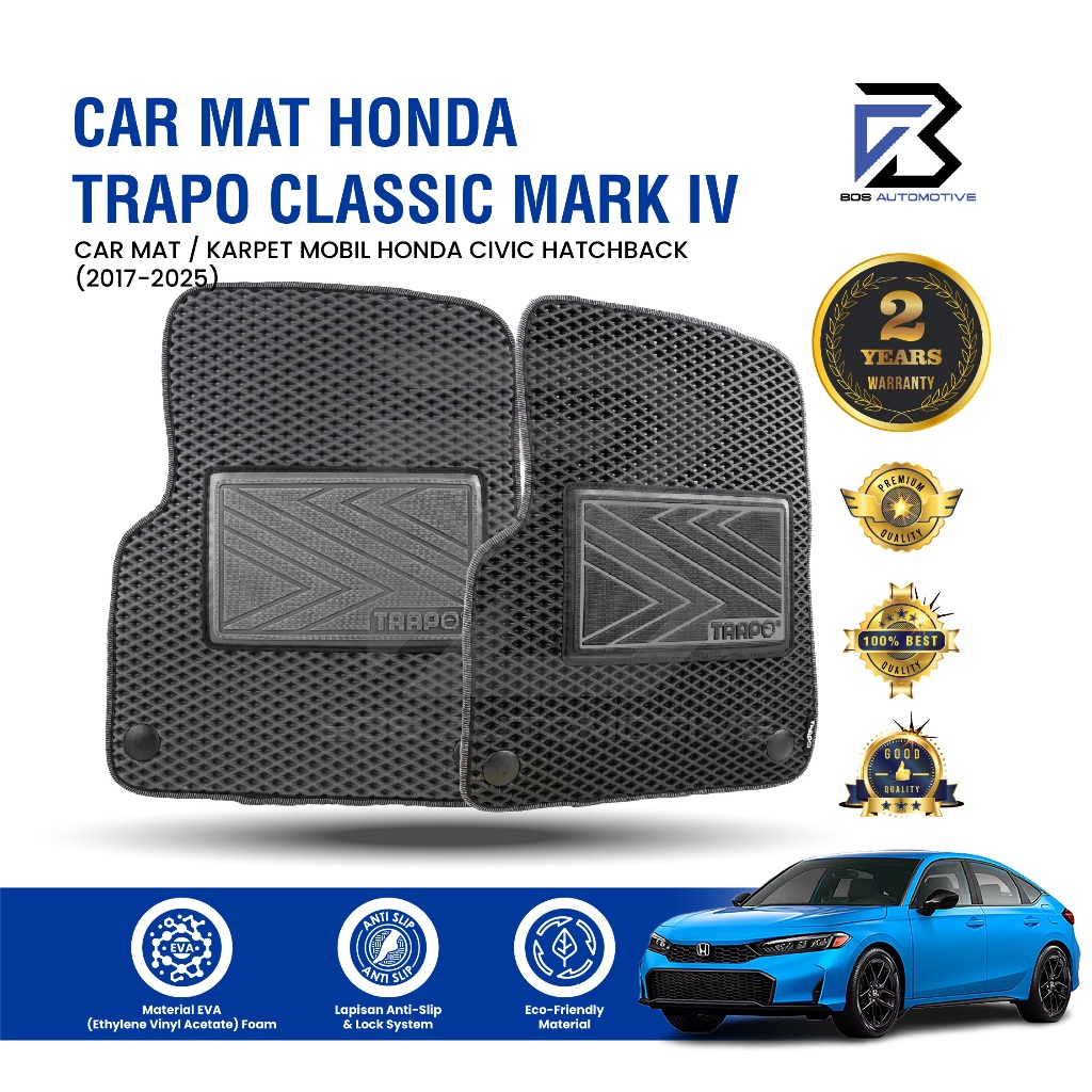 Karpet Mobil HONDA CIVIC HATCHBACK (2017 - Sekarang) - Karpet Mobil Fullset Premium Anti Slip - Carmat Trapo Classic Mark IV Original - foto-sampul