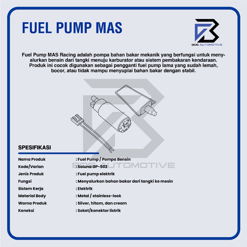Fuel Pump MAS Toyota Kijang 7K EFI Soluna GIP-502 Pompa Bensin Elektrik High Quality Electric Fuel Pump Mobil Injeksi - foto-produk-2