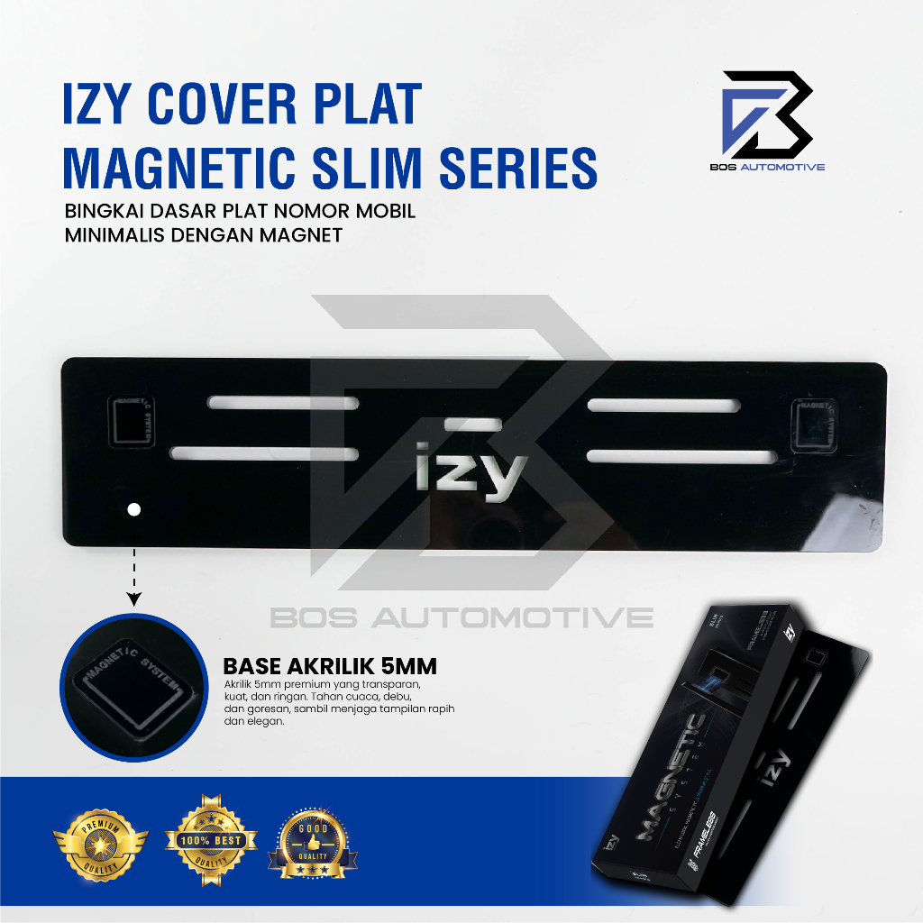 IZY Cover Plat Nomor Mobil Magnetic Slim Series Frameless Universal dengan Sistem Magnet - foto-produk-1