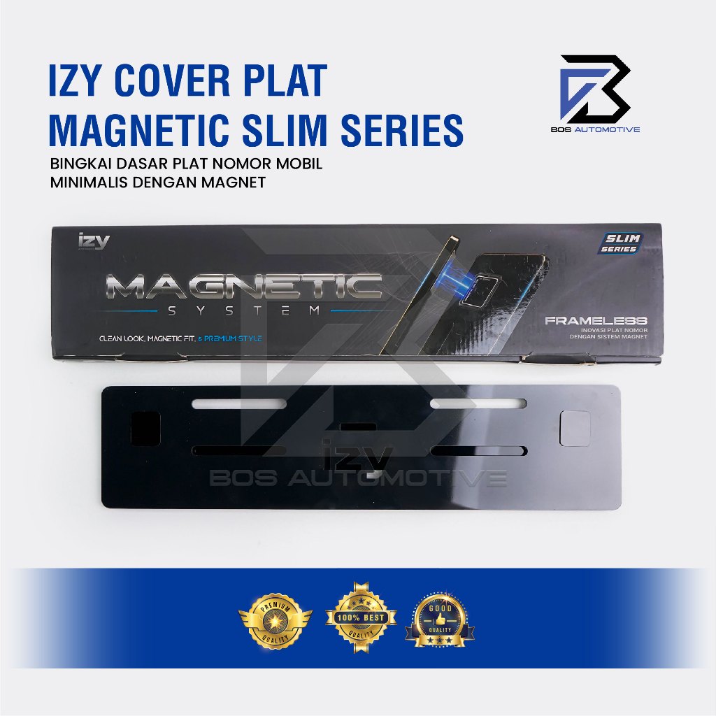 IZY Cover Plat Nomor Mobil Magnetic Slim Series Frameless Universal dengan Sistem Magnet