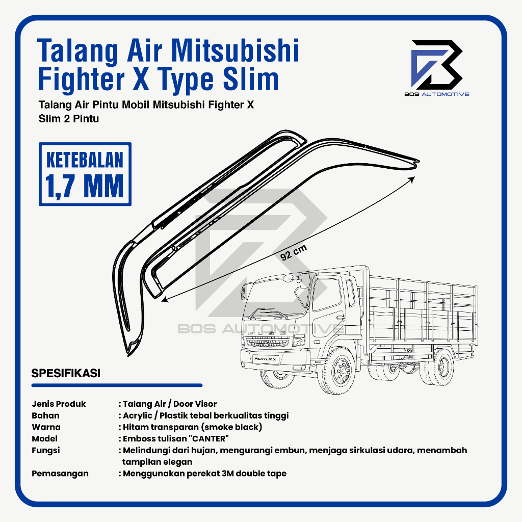 Talang Air Pintu untuk Mobil Fuso Fighter X Model Slim 2 Pintu - foto-produk-2