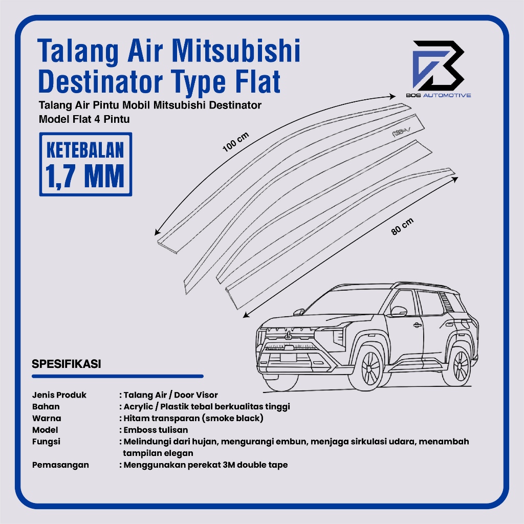 Talang Air Pintu Mobil Mitsubisi Destinator 2025 â€“ 2026 Model Flat 4 Pintu - foto-produk-3