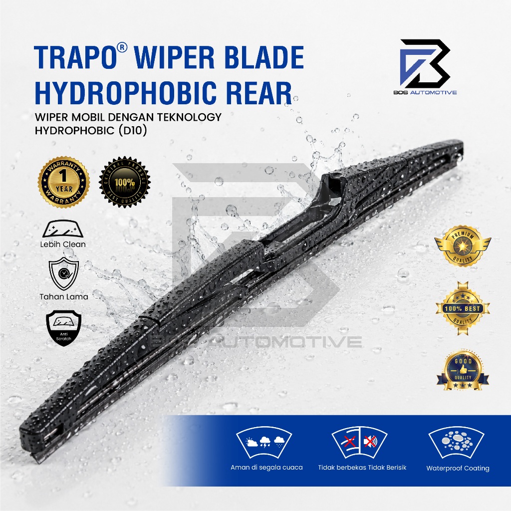 Wiper Belakang Mobil 10" 14" inch - Trapo Rear Wiper Blade Hydrophobic Permanent Waterproof Coating - foto-variasi-1
