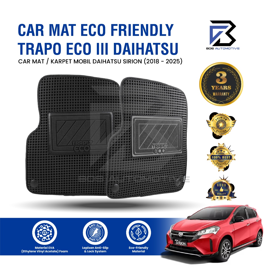 Karpet Mobil Daihatsu Sirion (2018 - Sekarang) Fullset Premium Anti Slip - Car Mats Trapo Eco III Original