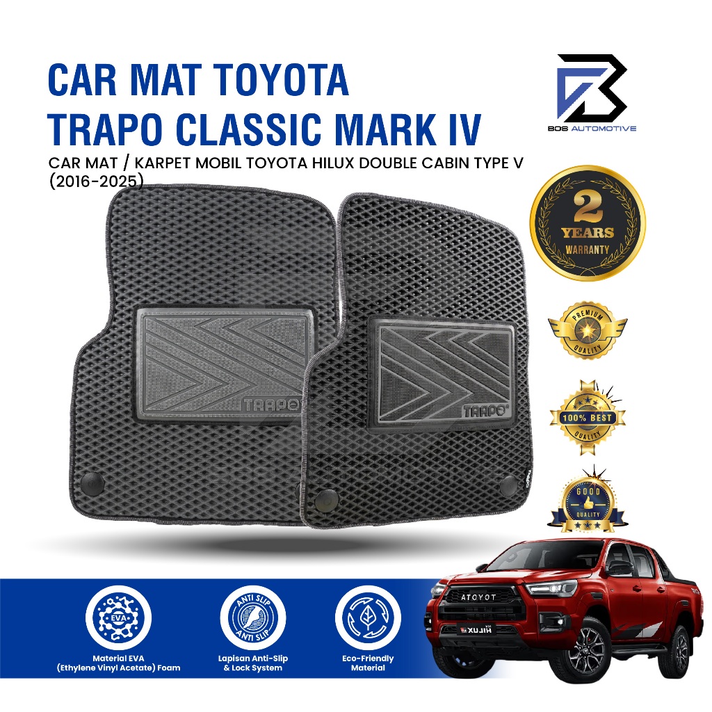 Karpet Mobil Toyota Hilux Double Cabin Type V (2016 - Sekarang) - Car Mat Trapo Mark IV Original - foto-sampul