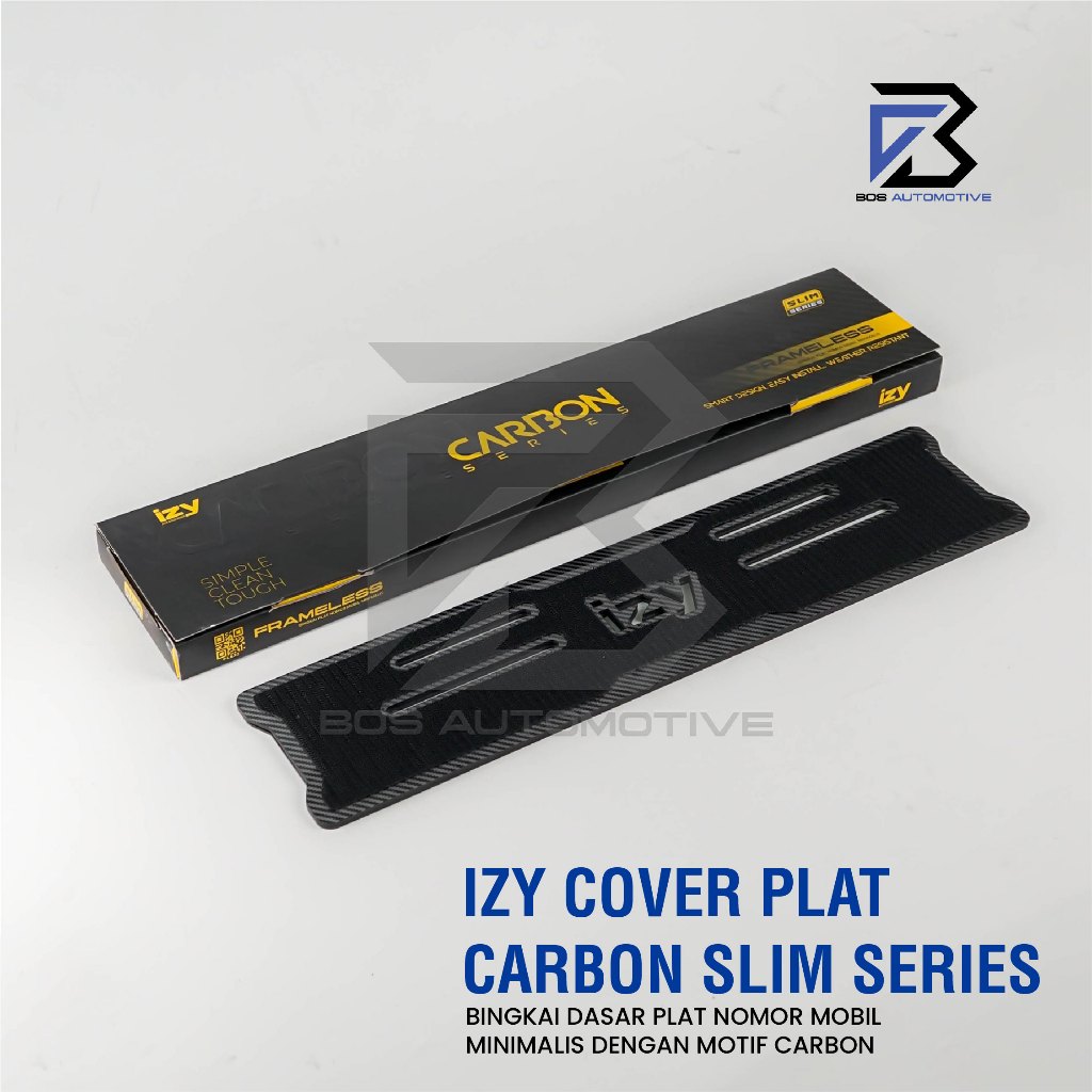 IZY Cover Plat Nomor Mobil Frameless Carbon Slim Series Base Akrilik 5mm Universal - foto-produk-1