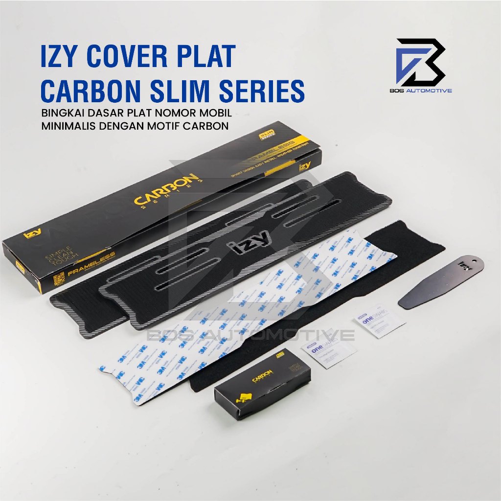 IZY Cover Plat Nomor Mobil Frameless Carbon Slim Series Base Akrilik 5mm Universal - foto-produk-4