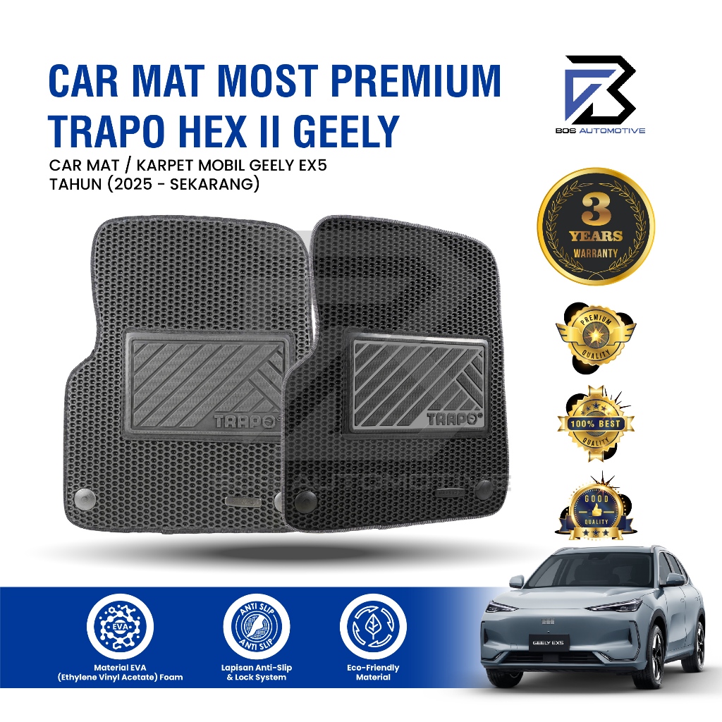 Karpet Mobil GEELY EX5 2025 - Sekarang Fullset Premium - Car Mats Trapo Hex II Original - foto-sampul