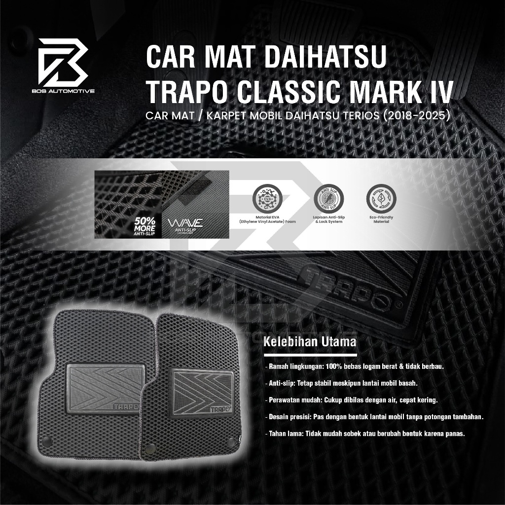Karpet Mobil DAIHATSU TERIOS (2018 - Sekarang) - Karpet Mobil Fullset Premium Anti Slip - Carmat Trapo Classic Mark IV Original - foto-produk-4