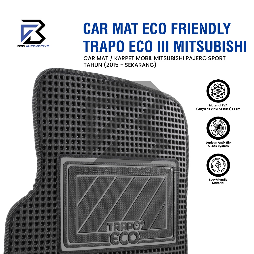Karpet Mobil MITSUBISHI PAJERO SPORT (2015 - Sekarang) Fullset Premium - Car MatsTrapo Eco III Original - foto-produk-1