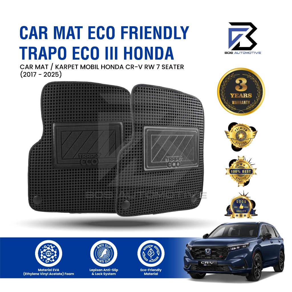 Karpet Mobil Honda CRV CR-V RW 7 Seater (2017 - Sekarang) Fullset Premium Anti Slip - Car Mats Trapo Eco III Original