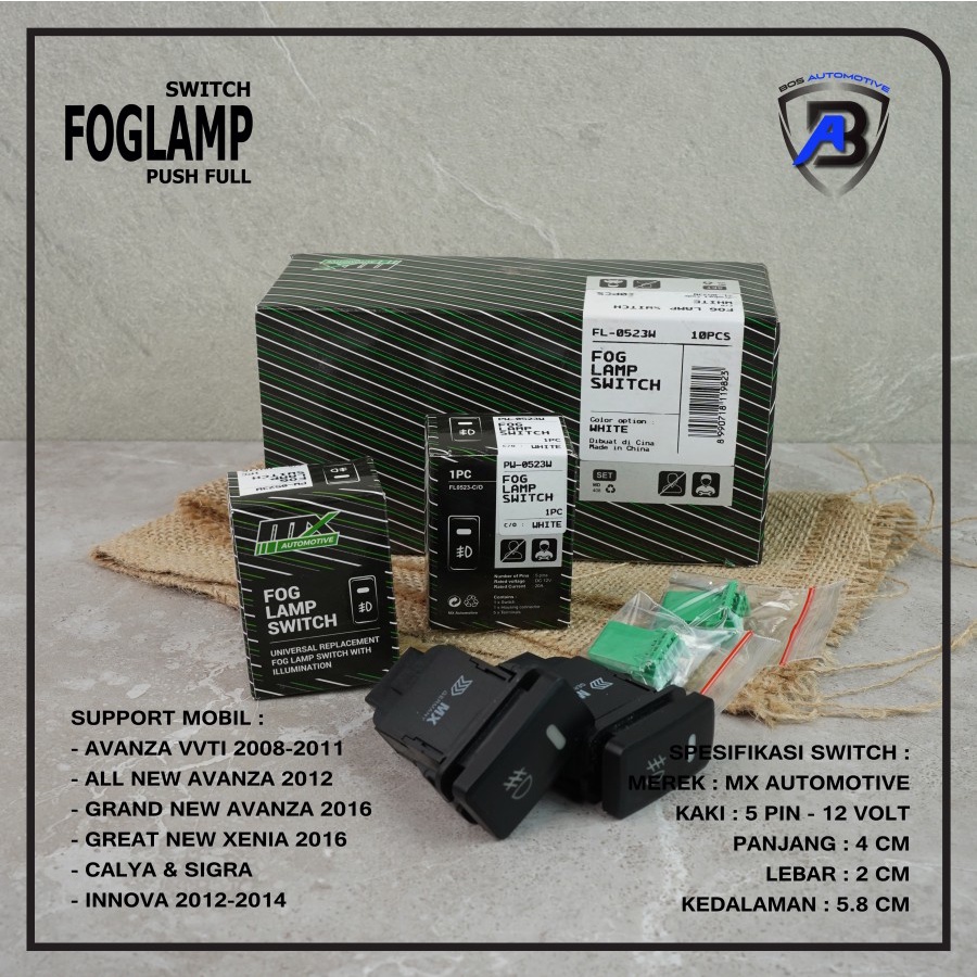Switch Foglamp Mobil Model Push Full 5 Pin Kaki Dengan Soket Terminal - foto-sampul