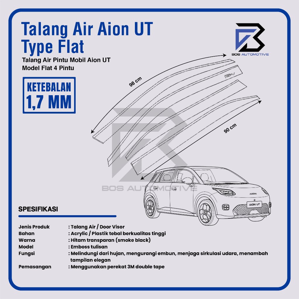 Talang Air Pintu Mobil AION UT 2025 - 2026 Model Flat Rata 4 Pintu - foto-produk-3