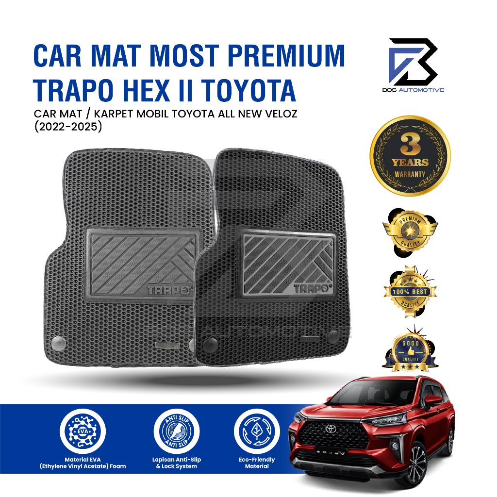 Karpet Mobil TOYOTA ALL NEW VELOZ (2022 - Sekarang) - Karpet Mobil Fullset Premium Anti Slip - Carmat Trapo Hex II Original - foto-sampul