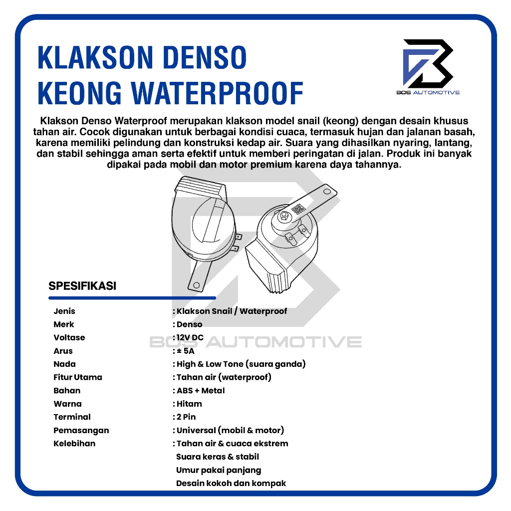 Klakson Keong Mobil Motor DENSO Waterproof 12v Original - foto-produk-2
