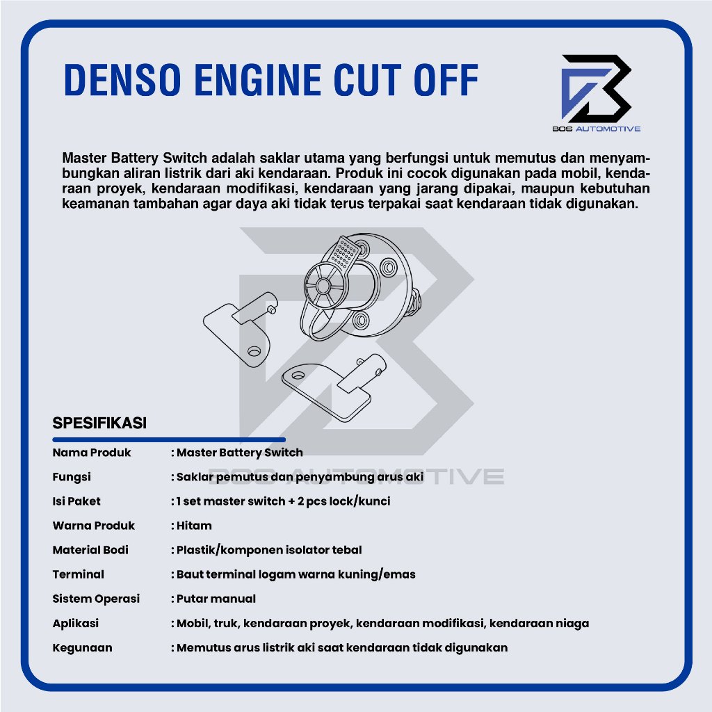 DENSO SWITCH ENGINE CUT OFF BATTERY SAKLAR PEMUTUS ARUS AKI HIGH QUALITY - foto-produk-2