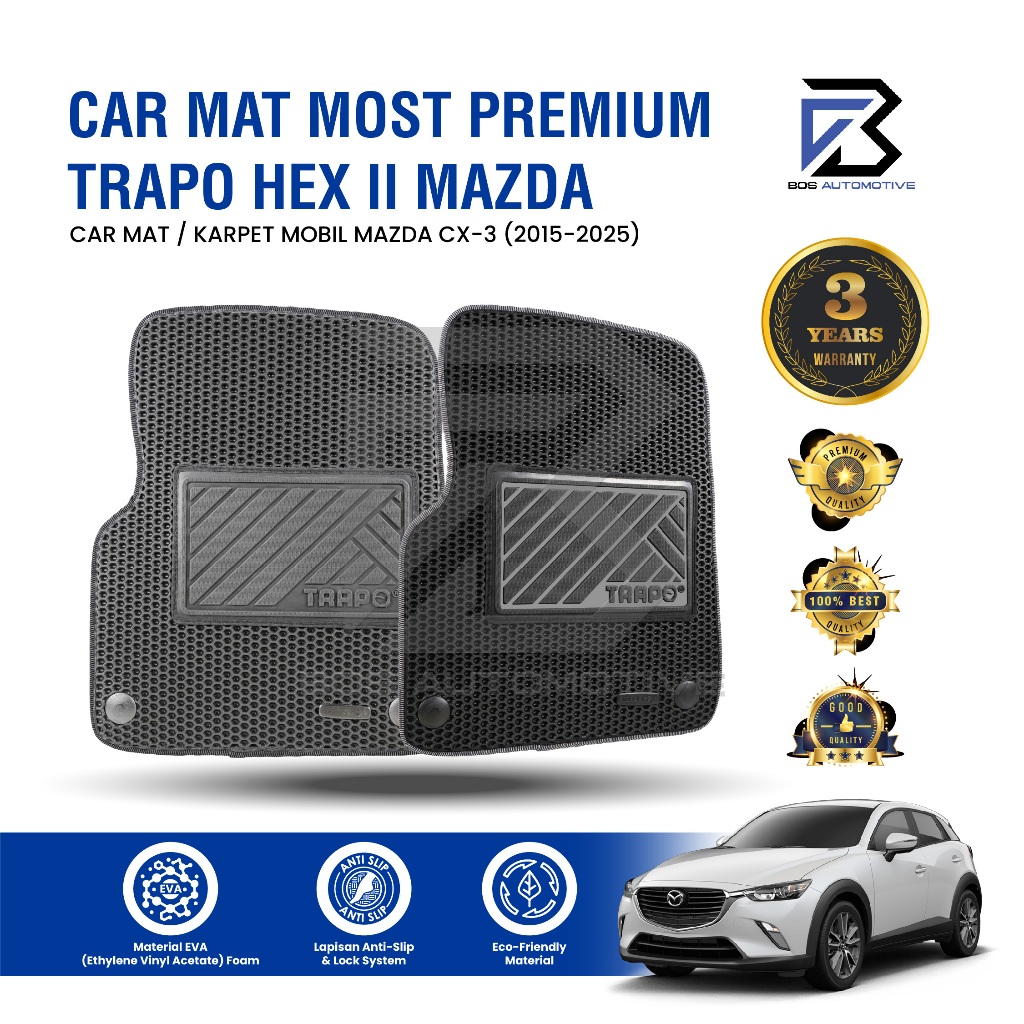 Karpet Mobil MAZDA CX-3 (2015 - Sekarang) - Karpet Mobil Fullset Premium Anti Slip - Carmat Trapo Hex II  Original