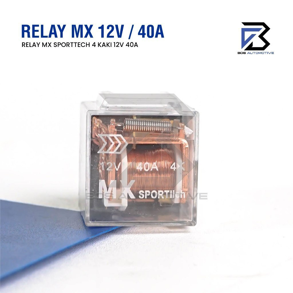 MX Relay 12V 40A 4 Kaki Transparan Universal â€“ Relay Mobil & Motor untuk Klakson, Lampu, Kipas, Starter - foto-produk-1