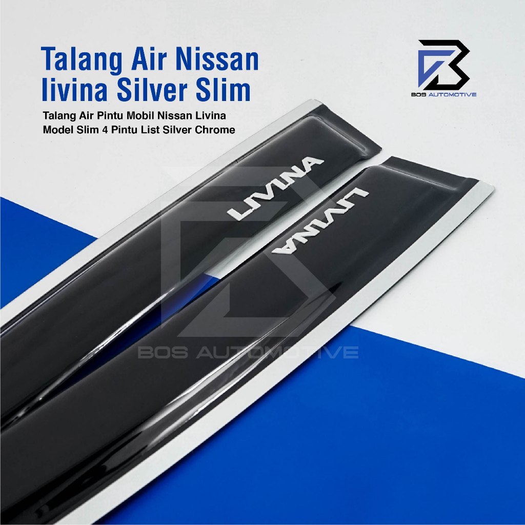 Talang Air Pintu Mobil List Silver Nissan Grand Livina 2007 - 2018 Model Slim 4 Pintu - foto-produk-1