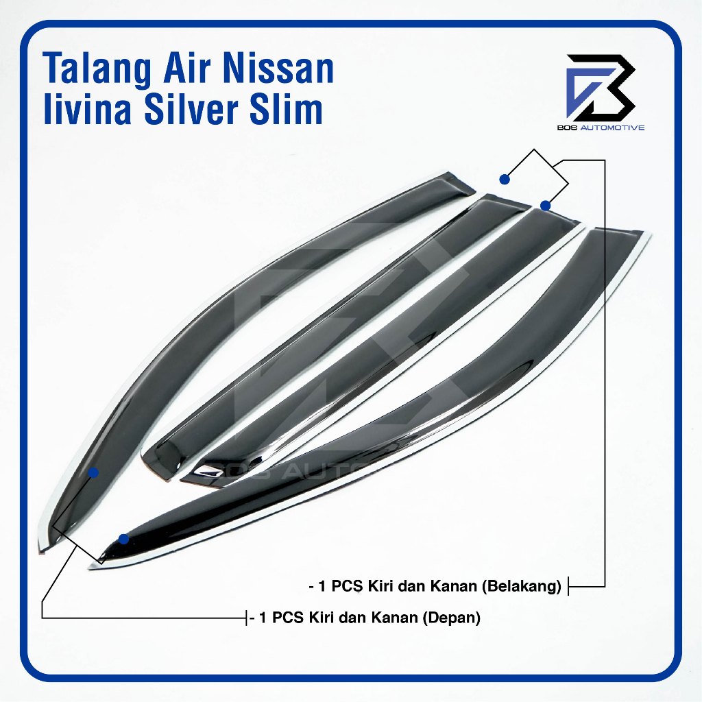 Talang Air Pintu Mobil List Silver Nissan Grand Livina 2007 - 2018 Model Slim 4 Pintu - foto-produk-3