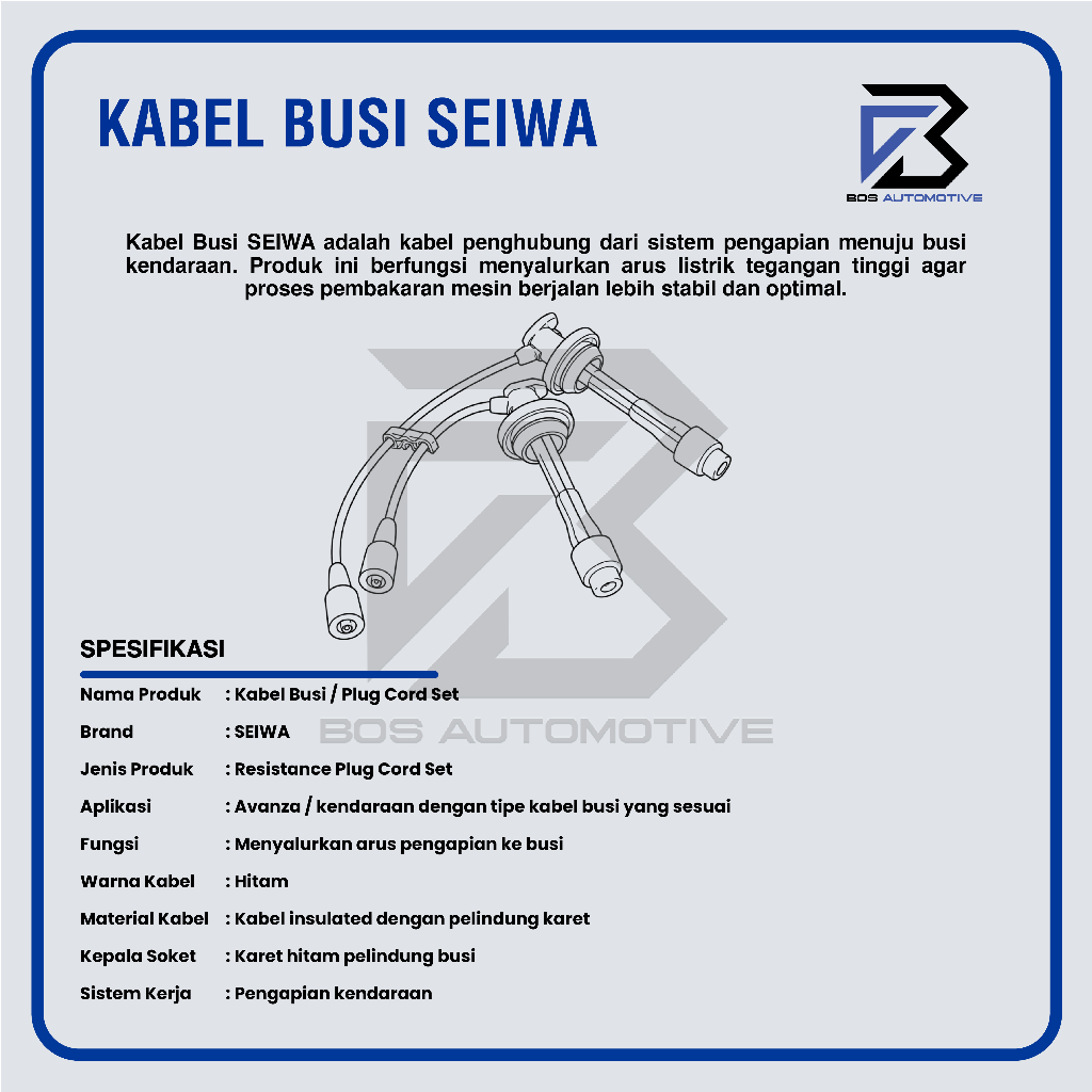 Kabel Busi SEIWA Toyota Avanza 50111 Resistance Plug Cord Wire Set - foto-produk-2