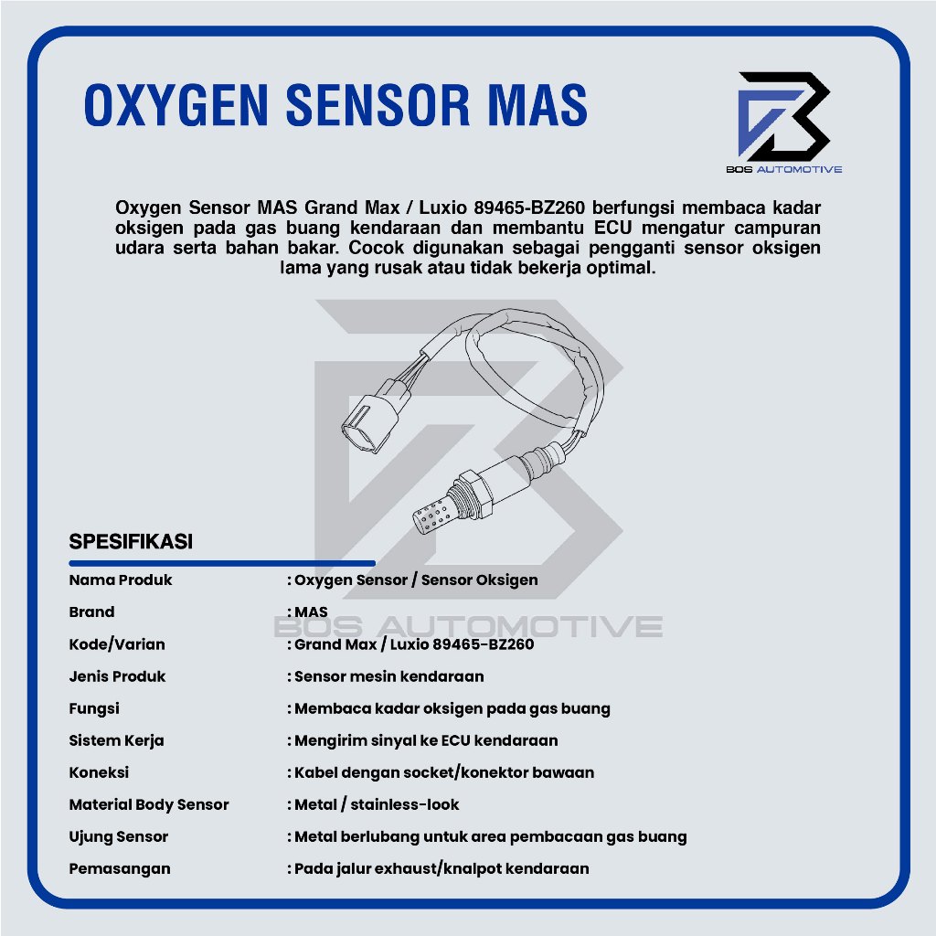 SENSOR OXYGEN O2 MAS BZ260 GRAND MAX LUXIO HIGH QUALITY - foto-produk-2