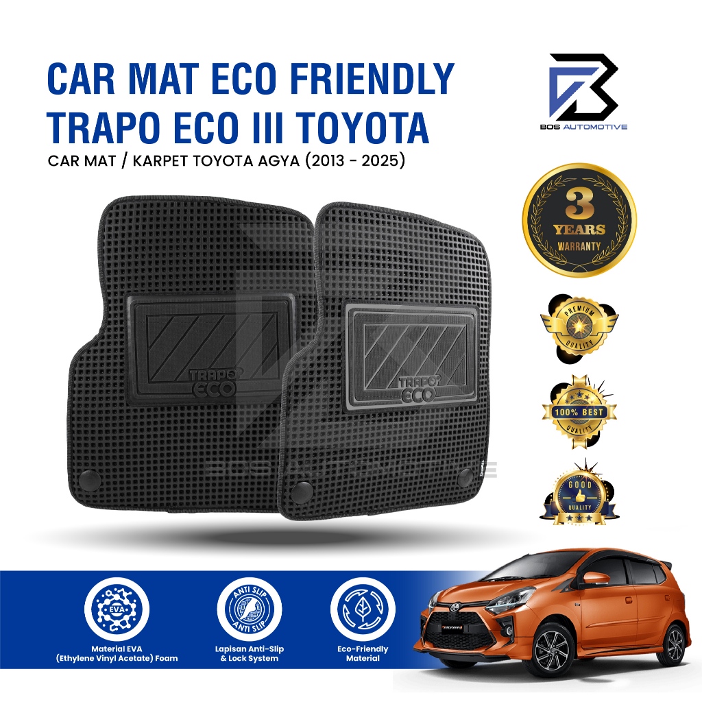 Karpet Mobil Toyota Agya (2013-Sekarang) - Karpet Mobil Fullset Premium Anti Slip - Carmat Trapo Eco III Original