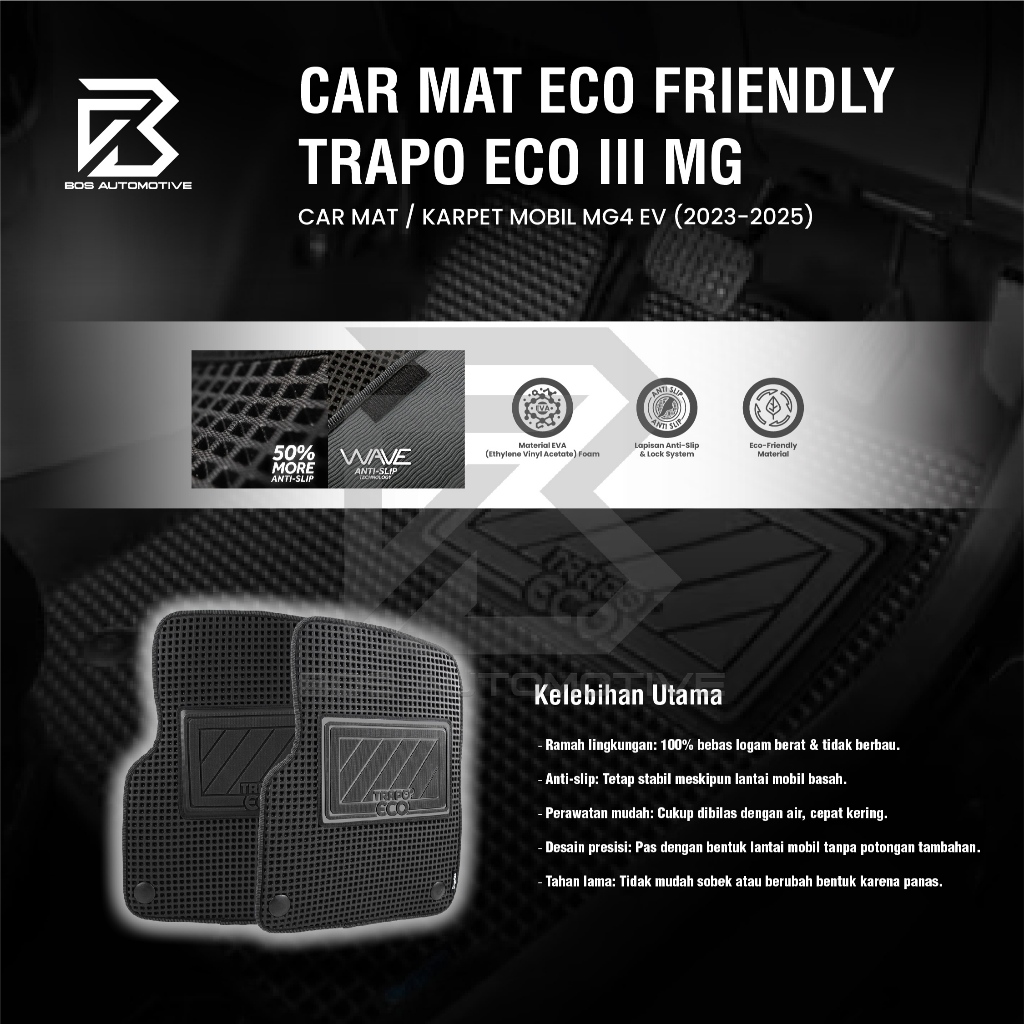 Karpet Mobil MG 4 EV (2023 - Sekarang) Fullset Premium Anti Slip - Car Mats Trapo Eco III Original - foto-produk-4