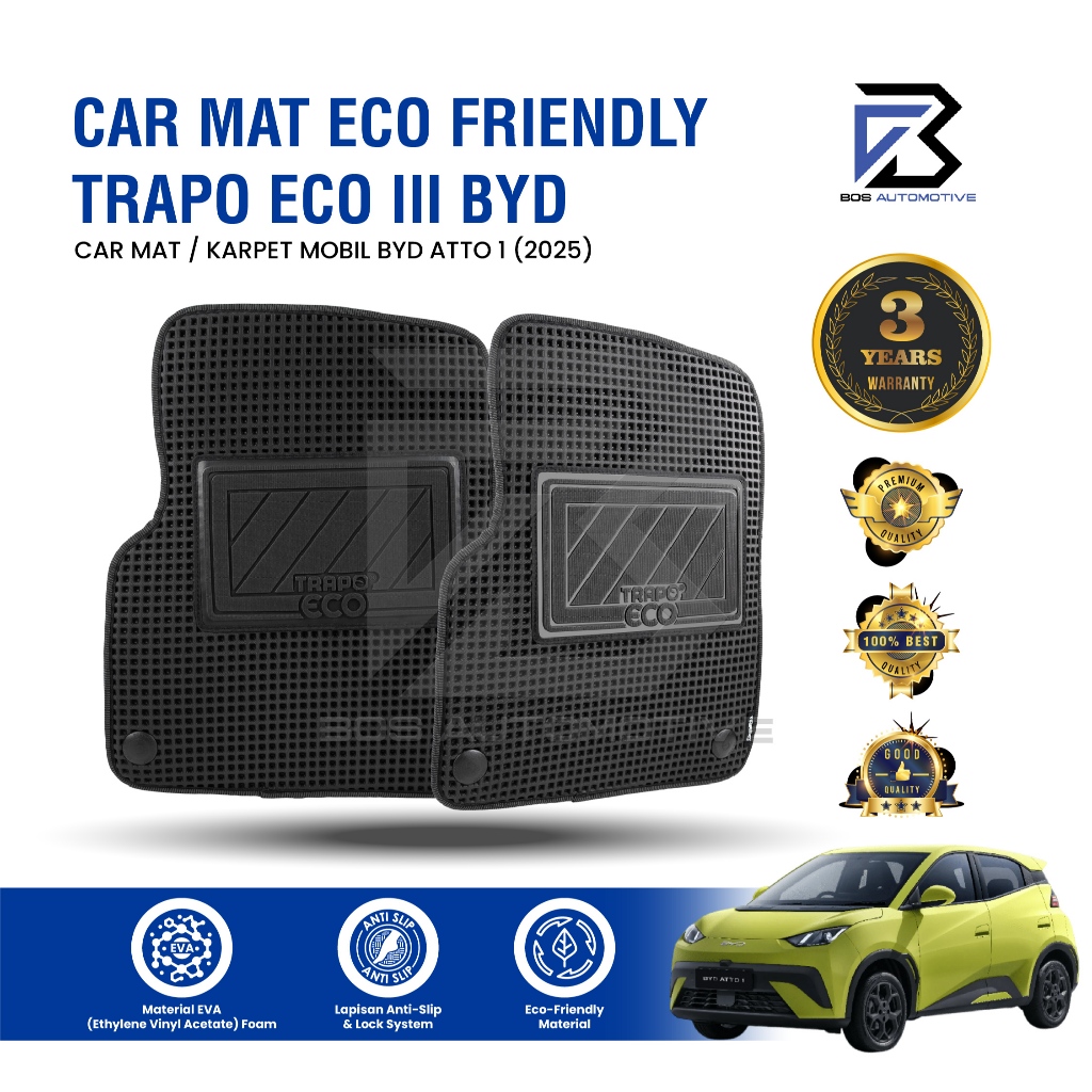 Karpet Mobil BYD ATTO 1 (2025 - Sekarang) Fullset Premium Anti Slip - Car Mats Trapo Eco III Original - foto-sampul
