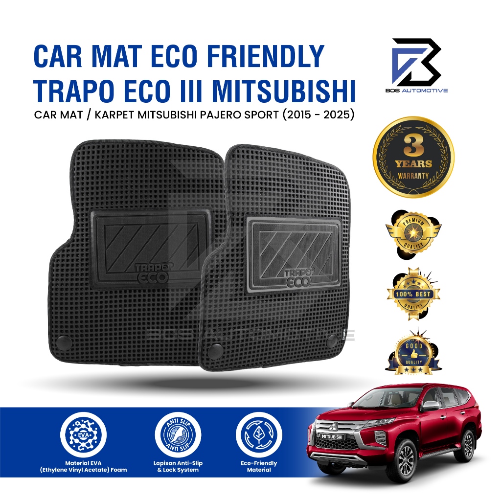 Karpet Mobil MITSUBISHI PAJERO SPORT 2015 - Sekarang Fullset Premium Anti Slip - Car Mats Premium Trapo Eco III Original