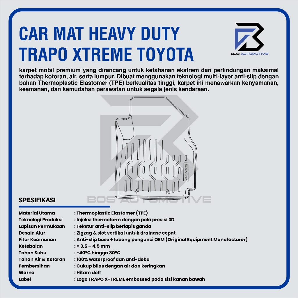 Karpet Mobil TOYOTA INNOVA (2016 - Sekarang) - Car Mats Premium Trapo 3D Xtreme Original - foto-produk-2