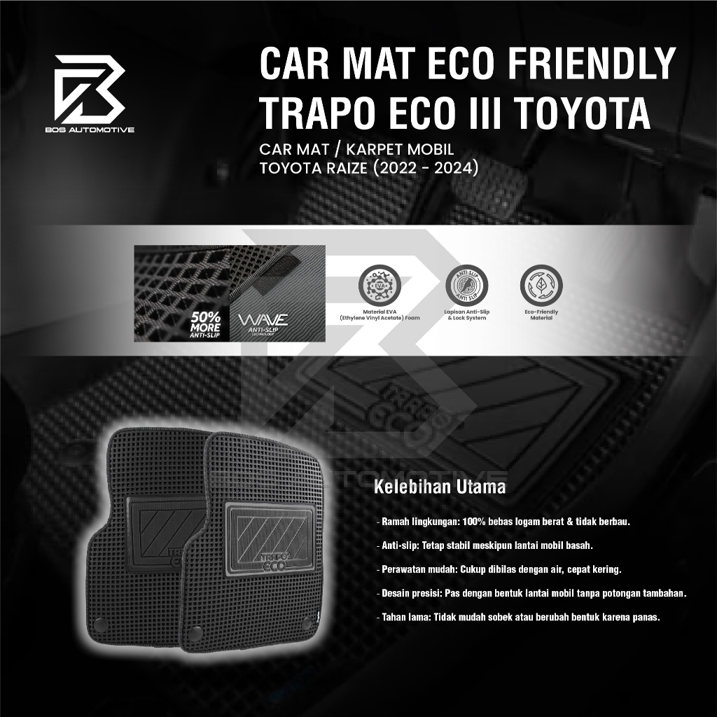 Karpet Mobil Toyota Rush (2018 - Sekarang) - Karpet Mobil Fullset Premium Anti Slip - Carmat Trapo Eco III Original - foto-produk-5