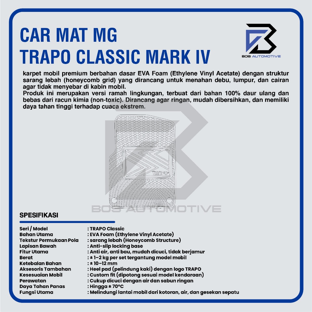Karpet Mobil MG ZS (2020 - Sekarang) - Karpet Mobil Fullset Premium Anti Slip - Carmat Trapo Classic Mark IV Original - foto-produk-2