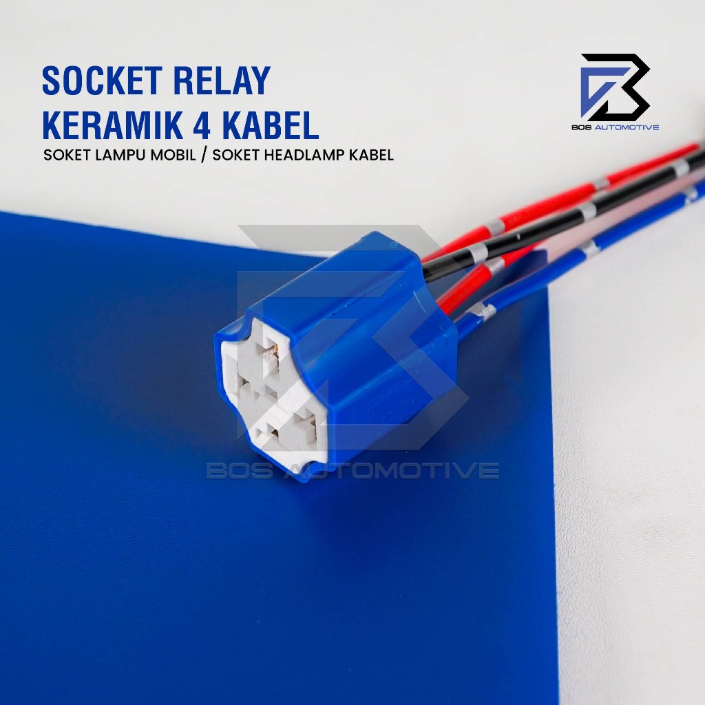 Socket Cable Relay Ceramic / Soket kabel Rumah Relay Keramik Kaki 4 Pin Untuk Klakson & Lampu (4 Kabel) - foto-produk-1