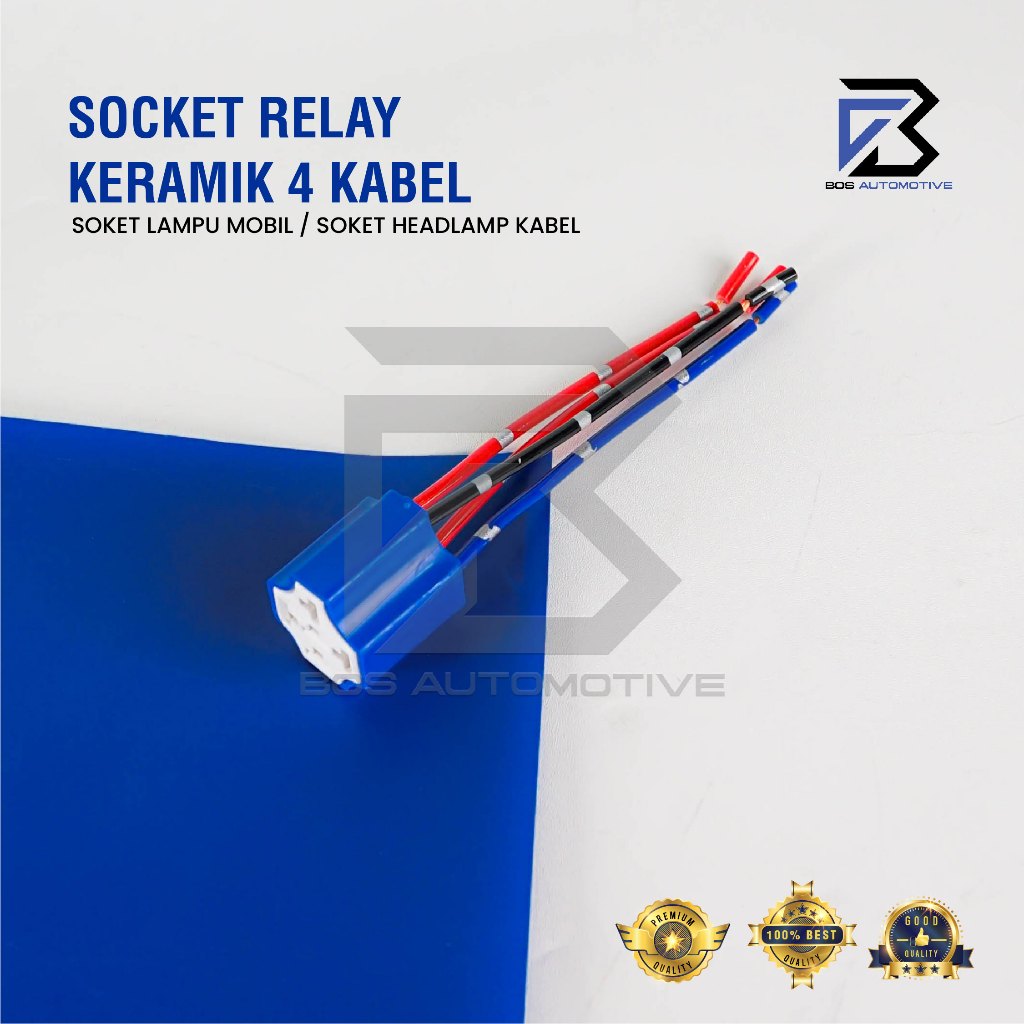 Socket Cable Relay Ceramic / Soket kabel Rumah Relay Keramik Kaki 4 Pin Untuk Klakson & Lampu (4 Kabel)