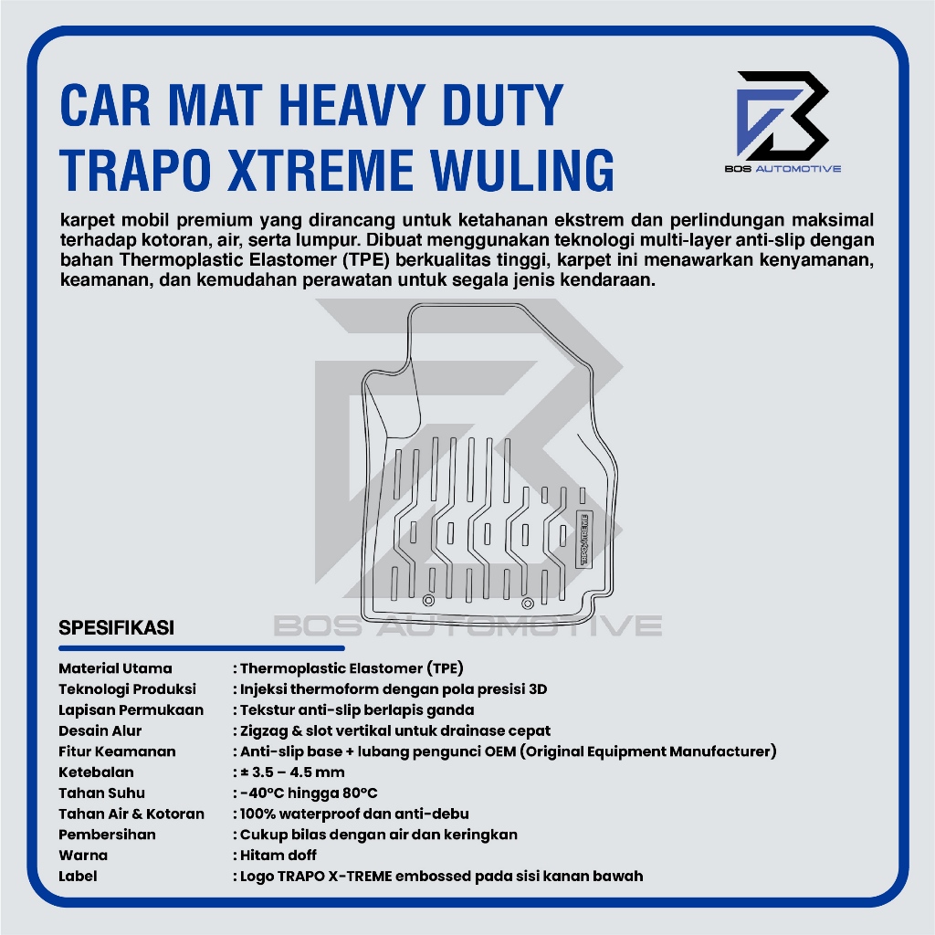 Karpet Mobil WULING AIR EV Long Range (2022 - Sekarang) - Car Mats Premium Trapo 3D Xtreme Original - foto-produk-2