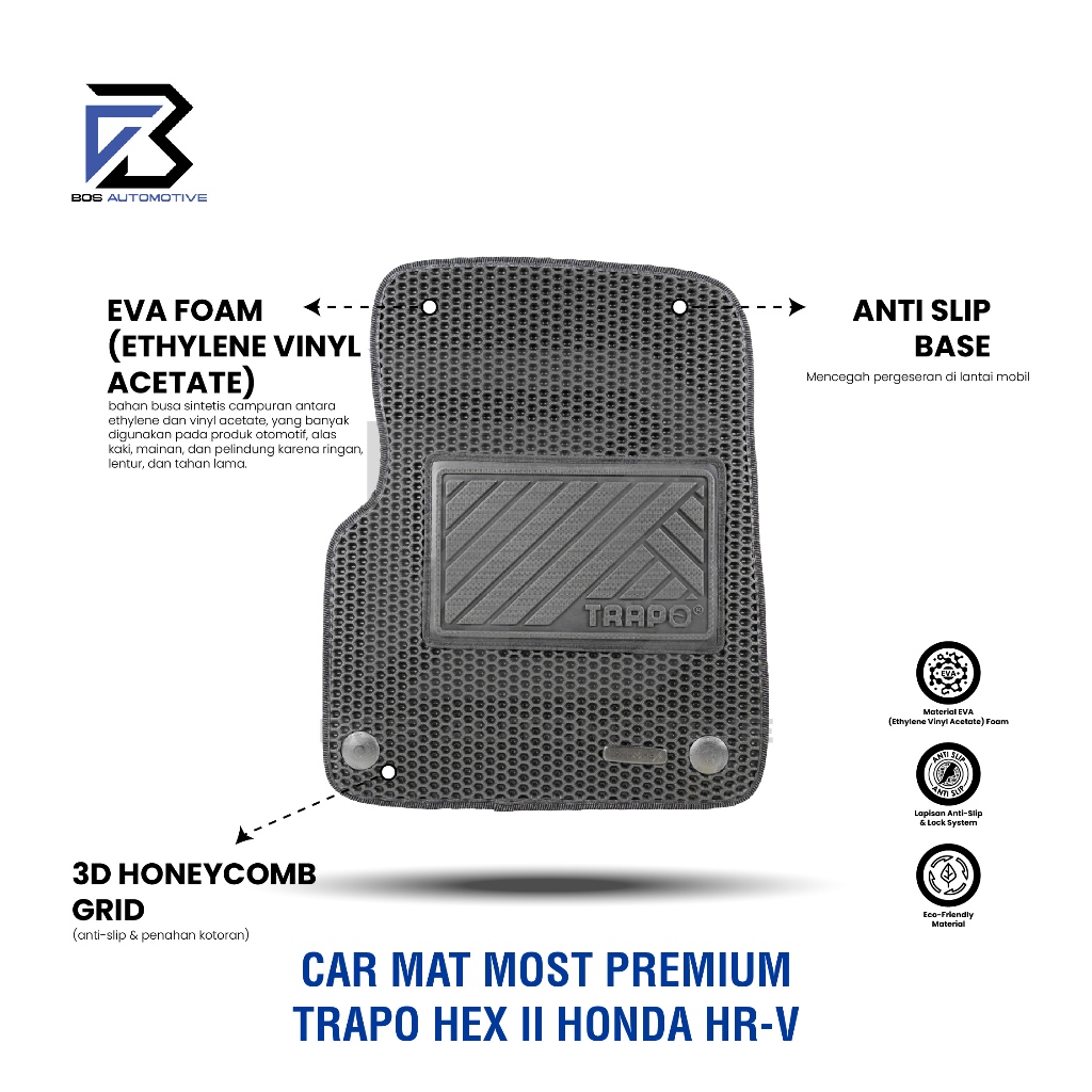 Karpet Mobil HONDA HRV HR-V 2022 - Sekarang Car Mats Premium TRAPO HEX II Original - foto-produk-2