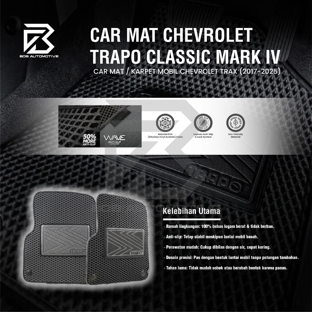 Karpet Mobil CHEVROLET TRAX (2017 - Sekarang) - Karpet Mobil Fullset Premium Anti Slip - Carmat Trapo Classic Mark IV Original - foto-produk-4