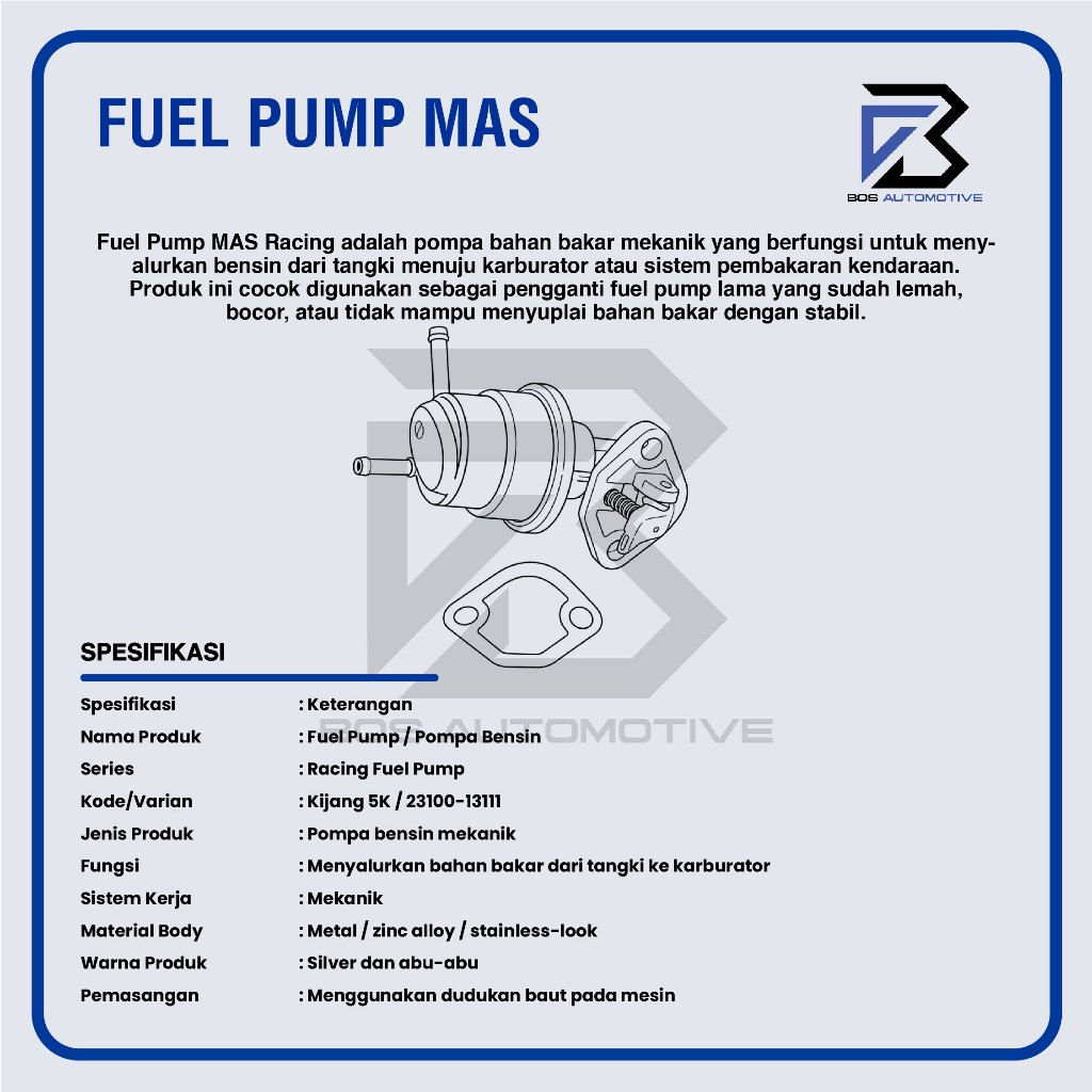Fuel Pump Mekanik MAS Toyota Kijang 5K Karburator 13111 Pompa Bensin High Quality Mechanical Fuel Pump - foto-produk-2