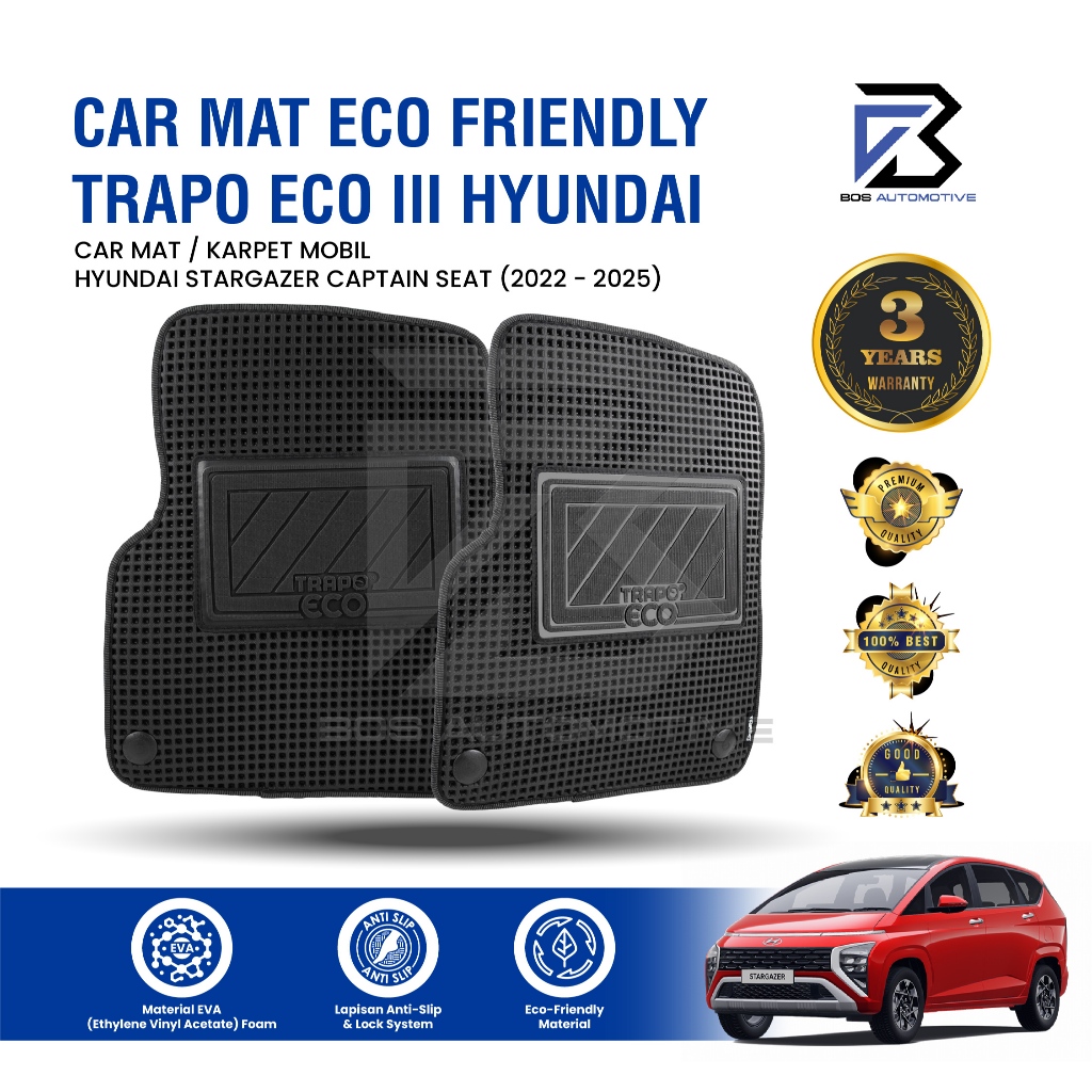 Karpet Mobil Hyundai Stargazer Captain Seat (2022-Sekarang) Fullset Premium Anti Slip - Car Mats Premium Trapo Eco III Original