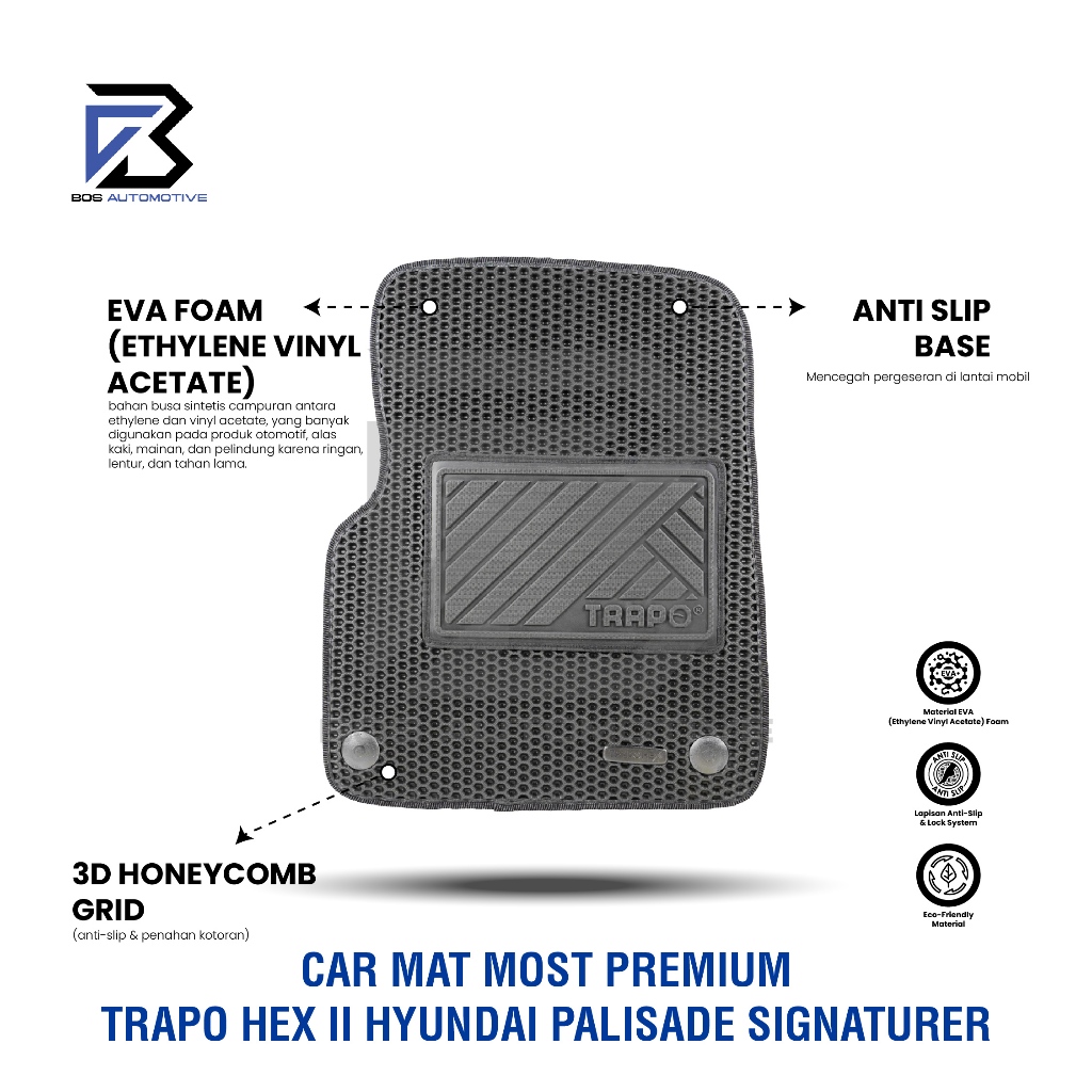 Karpet Mobil HYUNDAI PALISADE SIGNATURE 2021 - Sekarang Car Mats Premium TRAPO HEX II Original - foto-produk-3