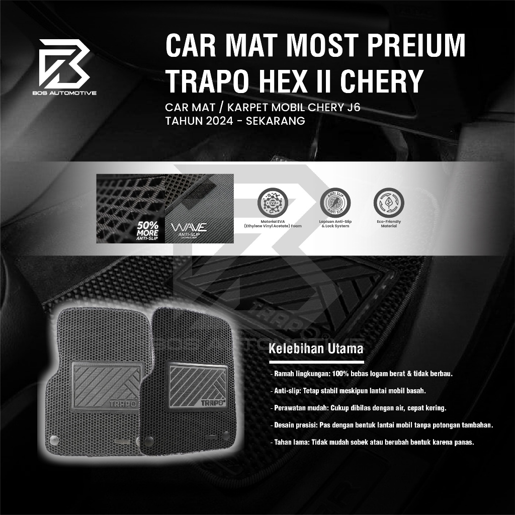 Karpet Mobil CHERY J6 (2024 - Sekarang) Car Mats Trapo Hex II Original - foto-produk-4