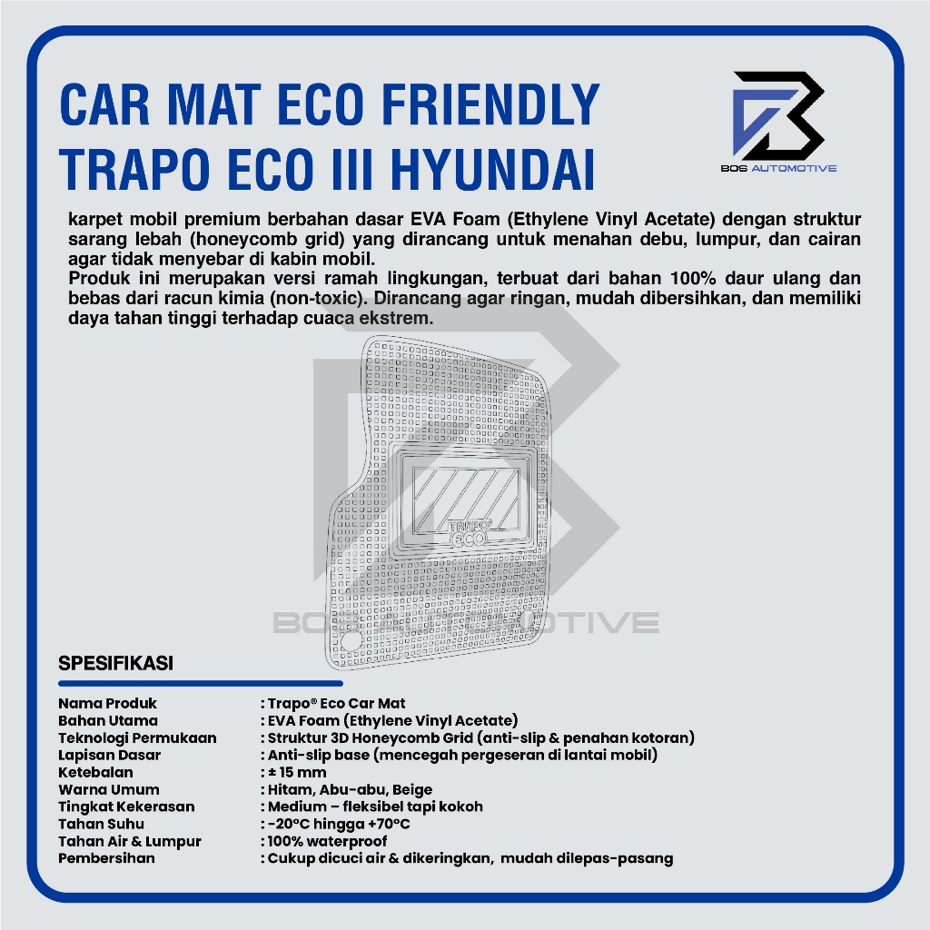 Karpet Mobil HYUNDAI CRETA 2022 - Sekarang Car Mats Premium Trapo Eco III Original - foto-produk-2