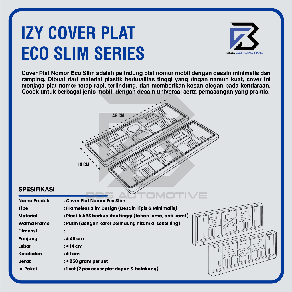 IZY Cover / Dudukan / Tempat / Frame / Breket / Bingkai / Rumah / Tatakan Plat Nomor Mobil Model ECO Slim - foto-produk-1