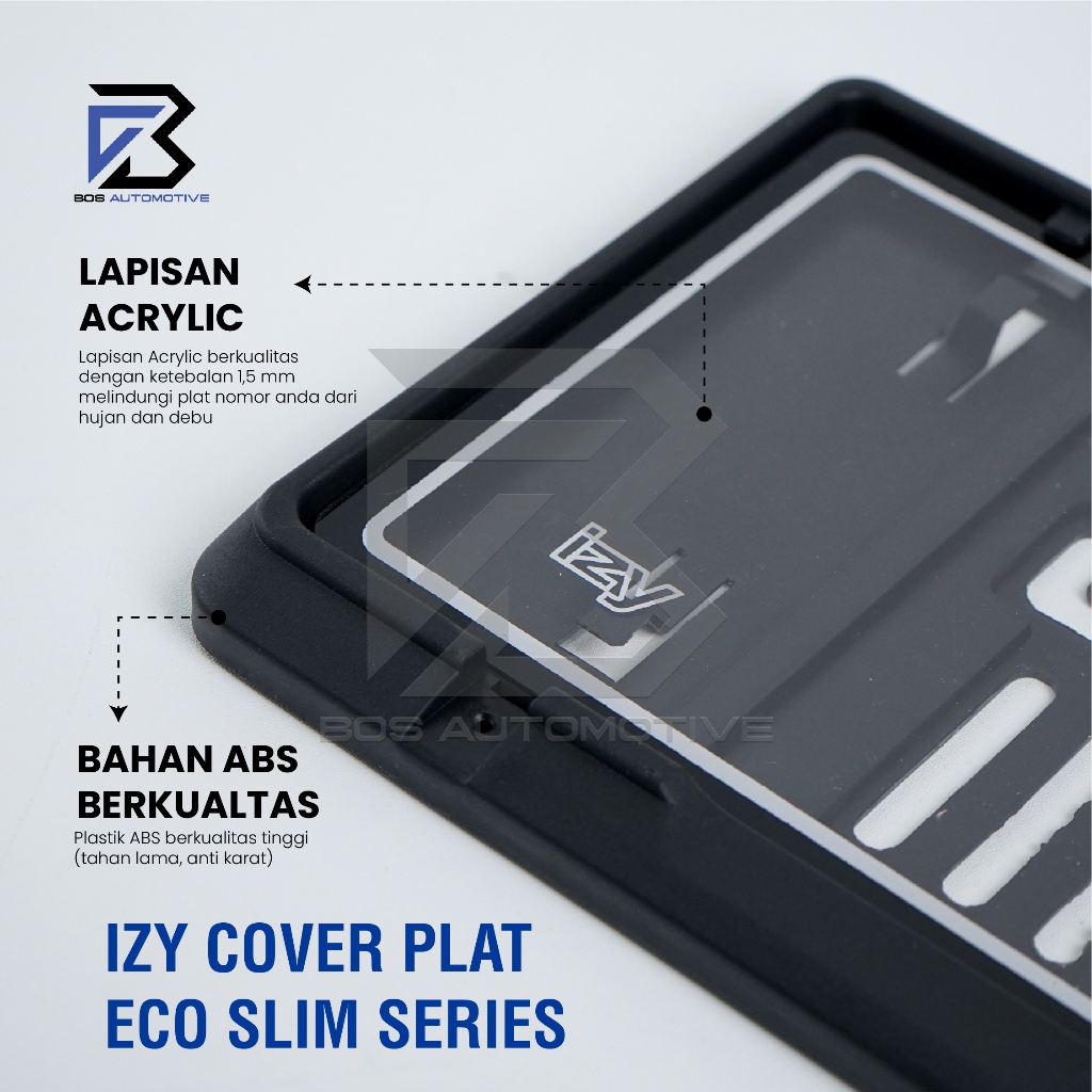 IZY Cover / Dudukan / Tempat / Frame / Breket / Bingkai / Rumah / Tatakan Plat Nomor Mobil Model ECO Slim - foto-produk-4