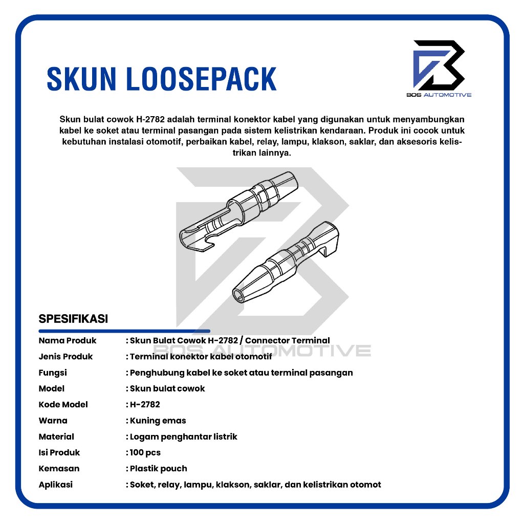 Terminal Skun Cowok Bulat H-2782 Konektor Kabel Male Berkualitas (LOSSE PACK) - foto-produk-2