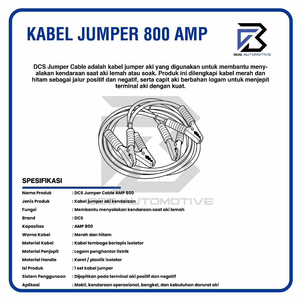 Kabel Jumper Aki 800 Ampere Car Emergency Battery Accu Cable Jumper Jumbo High Quality - foto-produk-2
