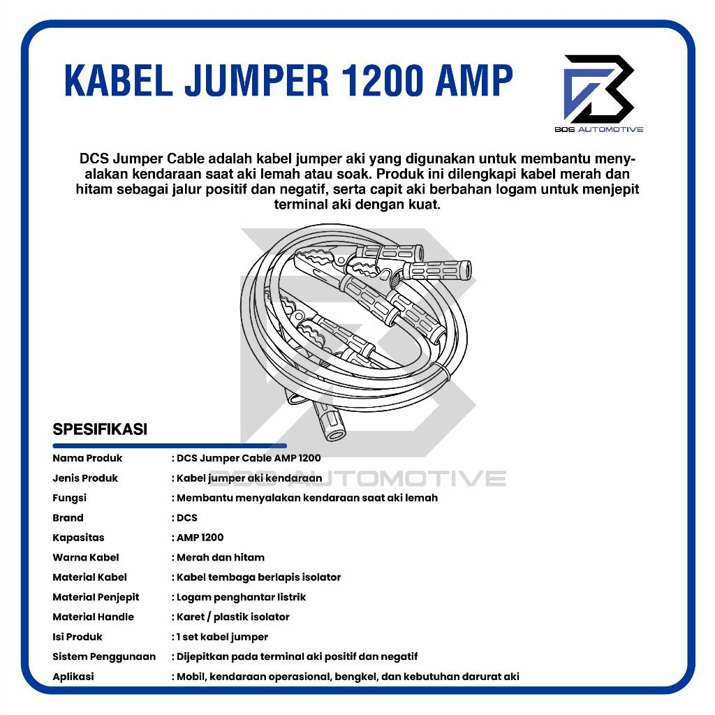 Kabel Jumper Aki 1200 Ampere Car Emergency Battery Accu Cable Jumper Jumbo High Quality - foto-produk-2