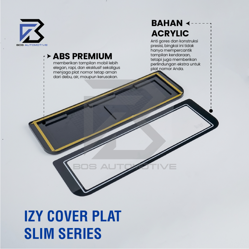 IZY Cover / Dudukan / Tempat / Frame / Breket / Bingkai / Rumah / Tatakan Plat Nomor Mobil Model Slim Series - foto-produk-4