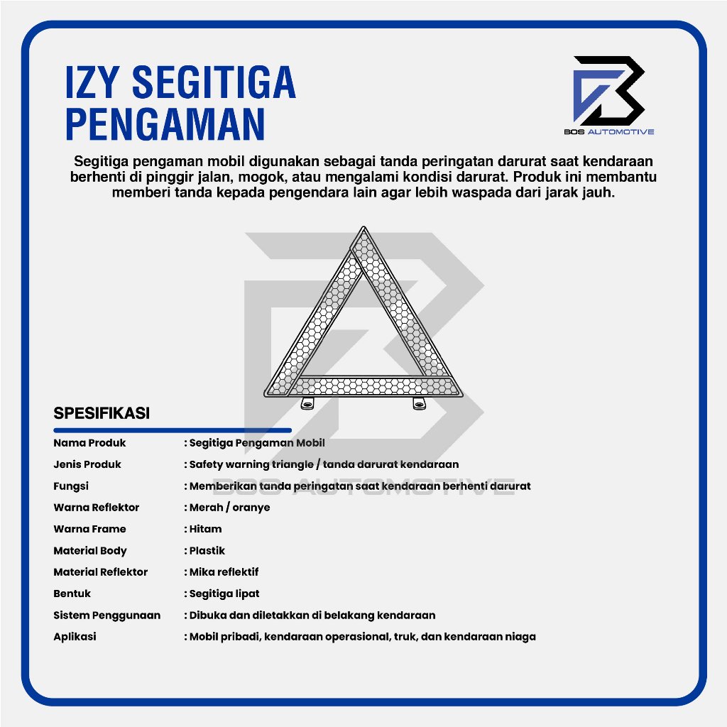IZY Segitiga Pengaman Mobil Reflektor / Triangle Warming Sign Universal - foto-produk-2